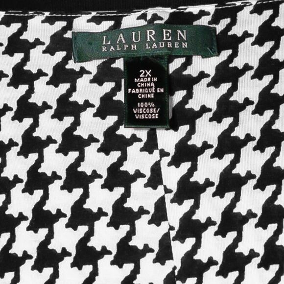 Ralph Lauren Women's Dress Black White Houndstooth Check Surplice V-Neck Midi 2X - Picture 3 of 9